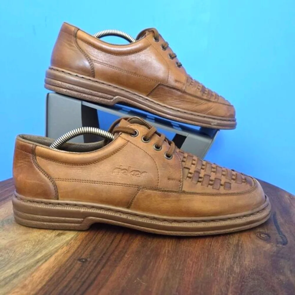 Rieker Antistress Woven Leather Oxford Shoe Caramel Brown Men's US 10 (EU43)